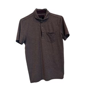 Prana Men’s Size Small Maroon Short Sleeve Collared Polyester‎ Blend Polo Shirt